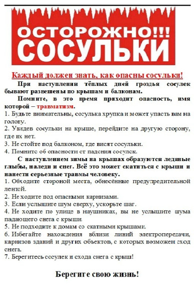 Осторожно!!! Сосульки. Осторожно!!! Сосульки.